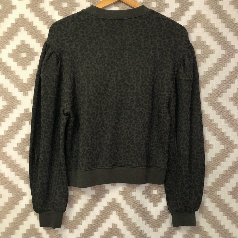 Ulla Johnson Lula Forest Green Leopard Pullover Sweatshirt - Picture 9 of 9